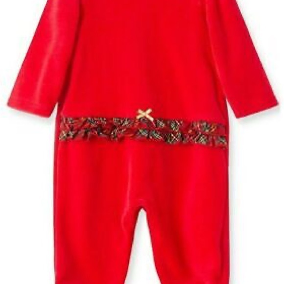 Little Me One Pieces Little Me Baby Girls Holly Plaid Velour Footie